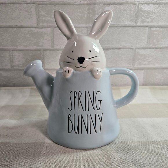 Rae Dunn Artisan Collection by Magenta Spring Bunny Watering Can Figurine Decor - Picture 1 of 7